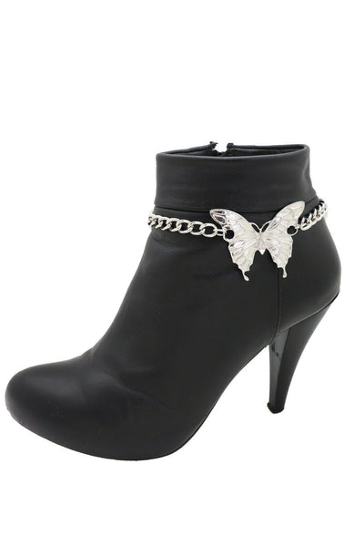 New Women Fashion Accessories Silver Metal Chain Boot Bracelet Anklet Shoe Butterfly Charm