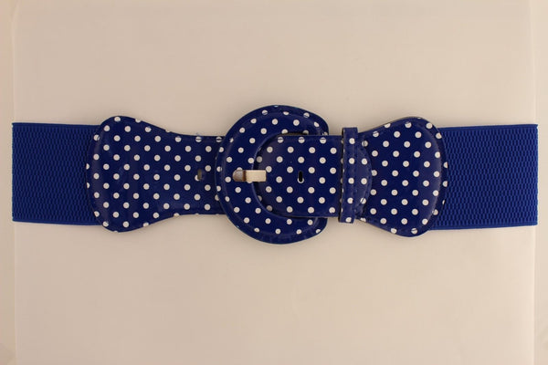 Black Blue Blue Royal Red White Low Hip / High Waist Stretch Wide Elastic White Polka Dots Stretch Belt New Women Fashion Accessories - alwaystyle4you - 51