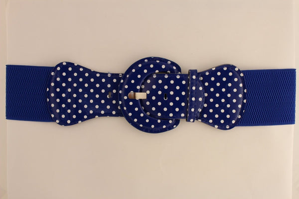 Black Blue Blue Royal Red White Low Hip / High Waist Stretch Wide Elastic White Polka Dots Stretch Belt New Women Fashion Accessories - alwaystyle4you - 53