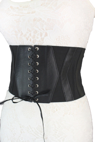 Dark Brown / Black / Brown / Gold Faux Leather Elastic Back Wide Corset Hip High Waist Belt Women Fashion Hot Accessories S M - alwaystyle4you - 16