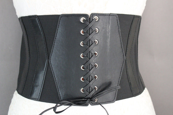 Dark Brown / Black / Brown / Gold Faux Leather Elastic Back Wide Corset Hip High Waist Belt Women Fashion Hot Accessories S M - alwaystyle4you - 6