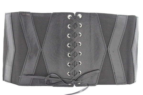 Dark Brown / Black / Brown / Gold Faux Leather Elastic Back Wide Corset Hip High Waist Belt Women Fashion Hot Accessories S M - alwaystyle4you - 7