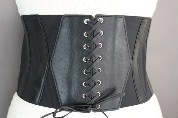Dark Brown / Black / Brown / Gold Faux Leather Elastic Back Wide Corset Hip High Waist Belt Women Fashion Hot Accessories S M - alwaystyle4you - 13