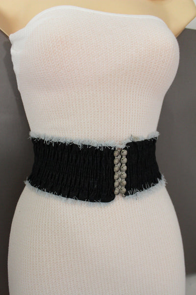 Black Light Blue Dark Blue Denim Stretch Fabric Elastic Hip High Waist Belt + Fringes New Women Fashion Accessories S M - alwaystyle4you - 17