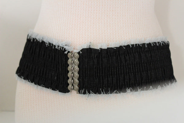Black Light Blue Dark Blue Denim Stretch Fabric Elastic Hip High Waist Belt + Fringes New Women Fashion Accessories S M - alwaystyle4you - 7