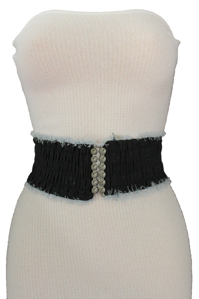 Black Light Blue Dark Blue Denim Stretch Fabric Elastic Hip High Waist Belt + Fringes New Women Fashion Accessories S M - alwaystyle4you - 10