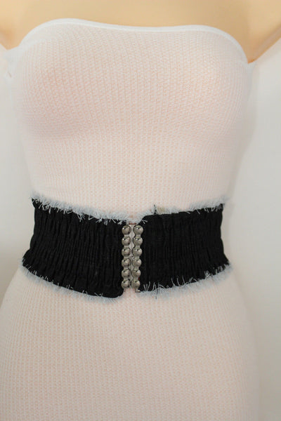 Black Light Blue Dark Blue Denim Stretch Fabric Elastic Hip High Waist Belt + Fringes New Women Fashion Accessories S M - alwaystyle4you - 14