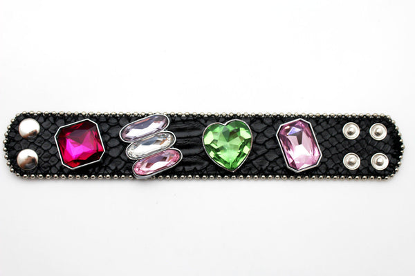 Brown Black Leather Bracelet Colorful Rhinestones Bead New Women Fashion Jewelry Accessories - alwaystyle4you - 20
