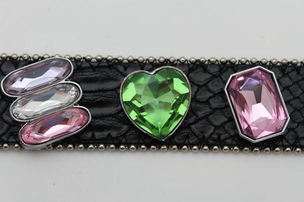 Brown Black Leather Bracelet Colorful Rhinestones Bead New Women Fashion Jewelry Accessories - alwaystyle4you - 21