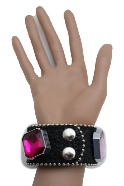 Brown Black Leather Bracelet Colorful Rhinestones Bead New Women Fashion Jewelry Accessories - alwaystyle4you - 15