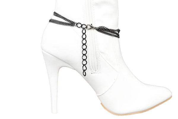 Black Metal Boot Chain Bracelet Luck Spades Vegas Anklet Shoe Band Women Fashion Accessories