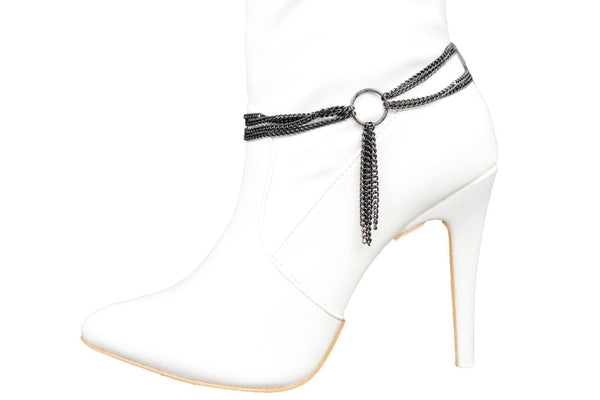 Black Metal Boot Chain Bracelet Luck Spades Vegas Anklet Shoe Band Women Fashion Accessories
