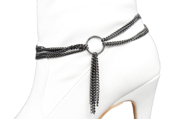Black Metal Boot Chain Bracelet Luck Spades Vegas Anklet Shoe Band Women Fashion Accessories