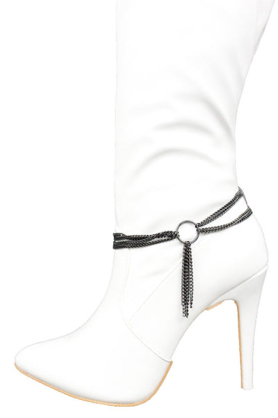 Black Metal Boot Chain Bracelet Luck Spades Vegas Anklet Shoe Band Women Fashion Accessories