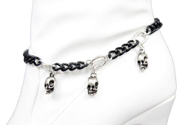 Black Silver Metal Boot Chain Bracelet Skeleton Skull  Anklet Shoe Charm Band New Women Accessories