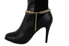 Gold Metal Chain Links Boot Bracelet Shoe Anklet Bling Disco Ball Charm