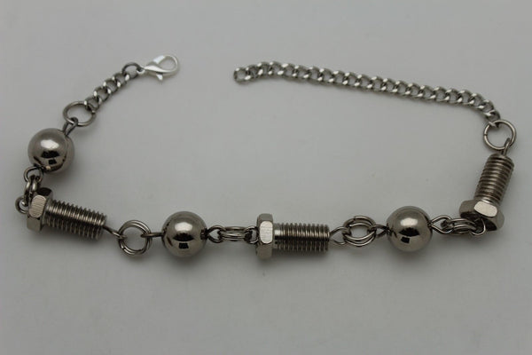 Silver Metal Chains Boot Bracelet Screws Tools Charm New Women Fashion Style