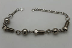 Silver Metal Chains Boot Bracelet Screws Tools Charm Style