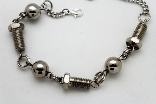 Silver Metal Chains Boot Bracelet Screws Tools Charm New Women Fashion Style