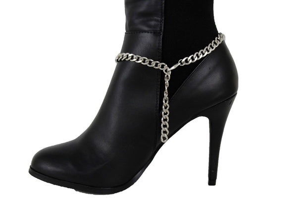 Silver Metal Boot Chain Bracelet Anklet Shoe Filigree Cross Floral Charm Women Jewelry Accessories