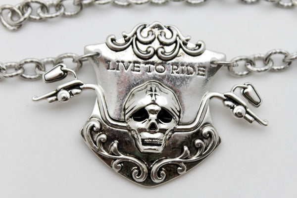 Silver Metal Chain Anklet Shoe Charm Live To Ride Bike Skull Boot Bracelet New Women Accessories