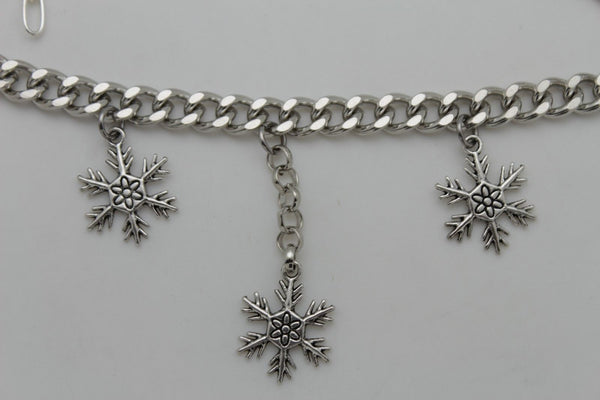Boot Bracelet Silver Metal Chain Shoe Bling Snow Flakes Charm Christmas New Women Accessories