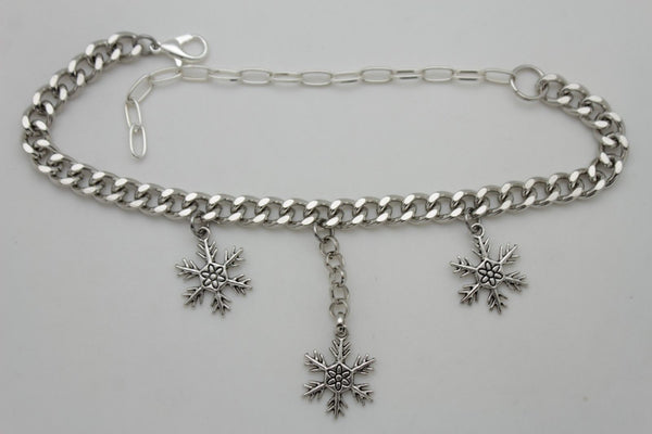 Boot Bracelet Silver Metal Chain Shoe Bling Snow Flakes Charm Christmas New Women Accessories
