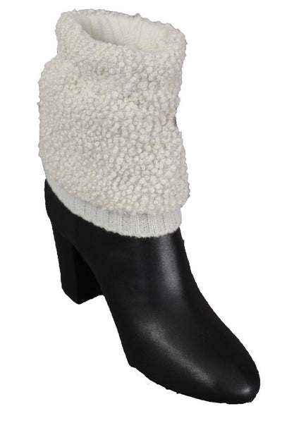 White Black Gray Pair Boots Cover Toppers Fabric Slip On Booties Warmer Knit