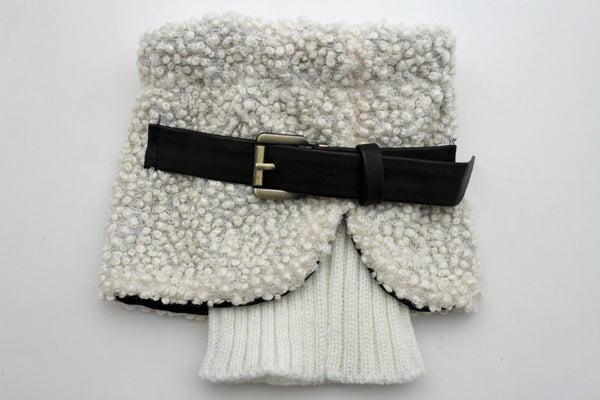 White Black Gray Pair Boots Cover Toppers Fabric Slip On Booties Warmer Knit