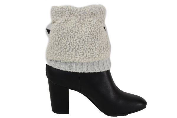 White Black Gray Pair Boots Cover Toppers Fabric Slip On Booties Warmer Knit