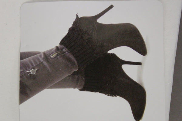 White Black Gray Pair Boots Cover Toppers Fabric Slip On Booties Warmer Knit