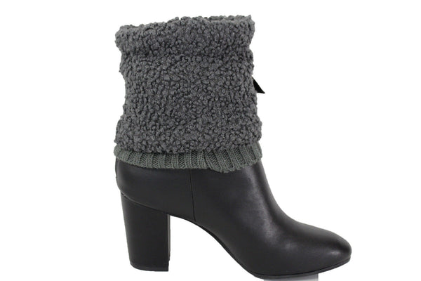 White Black Gray Pair Boots Cover Toppers Fabric Slip On Booties Warmer Knit