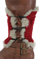 Faux Fur Fabric Slip On Pair Warmer Knit Boot Toppers