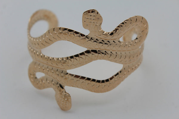 Gold / Silver Metal Cuff Bracelet Cobra Snake Trendy Wrap Around New Women Fashion Jewelry Accessories - alwaystyle4you - 5