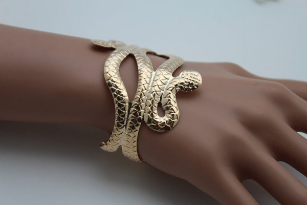 Gold / Silver Metal Cuff Bracelet Cobra Snake Trendy Wrap Around New Women Fashion Jewelry Accessories - alwaystyle4you - 7