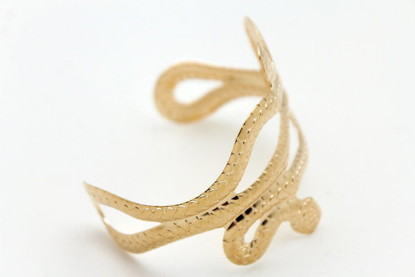 Gold / Silver Metal Cuff Bracelet Cobra Snake Trendy Wrap Around New Women Fashion Jewelry Accessories - alwaystyle4you - 8