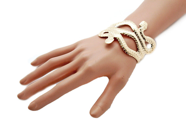 Gold / Silver Metal Cuff Bracelet Cobra Snake Trendy Wrap Around New Women Fashion Jewelry Accessories - alwaystyle4you - 9