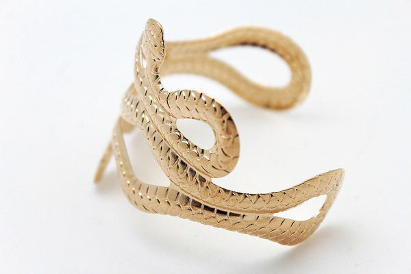 Gold / Silver Metal Cuff Bracelet Cobra Snake Trendy Wrap Around New Women Fashion Jewelry Accessories - alwaystyle4you - 11