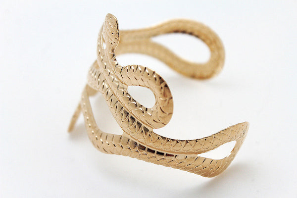 Gold / Silver Metal Cuff Bracelet Cobra Snake Trendy Wrap Around New Women Fashion Jewelry Accessories - alwaystyle4you - 11