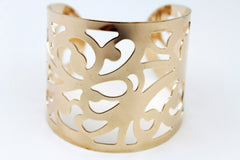 Gold Metal Cuff Bracelet Light Leaves Hollow Shape Cut Outs Adjustable New Women Fashion Jewelry Accessories - alwaystyle4you - 3