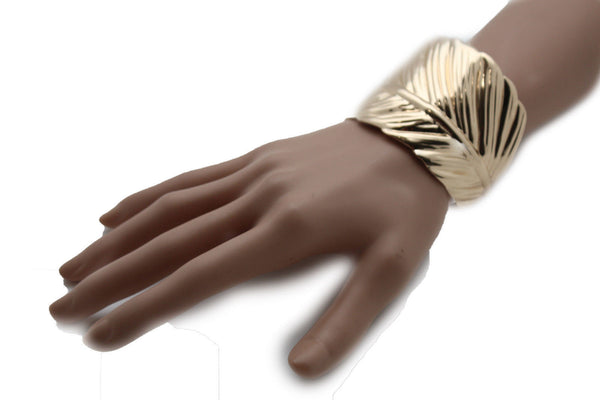 Silver / Gold Metal Cuff Bracelet Long Leaf Wrap Around Adjustable New Women Fashion Jewelry Accessories - alwaystyle4you - 16