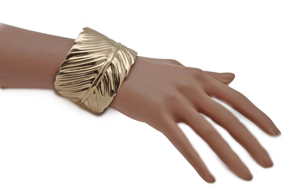 Silver / Gold Metal Cuff Bracelet Long Leaf Wrap Around Adjustable New Women Fashion Jewelry Accessories - alwaystyle4you - 17