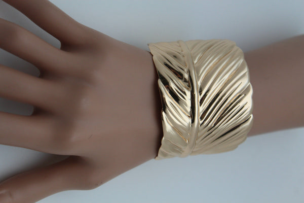 Silver / Gold Metal Cuff Bracelet Long Leaf Wrap Around Adjustable New Women Fashion Jewelry Accessories - alwaystyle4you - 21