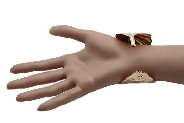 Silver / Gold Metal Cuff Bracelet Long Leaf Wrap Around Adjustable New Women Fashion Jewelry Accessories - alwaystyle4you - 18