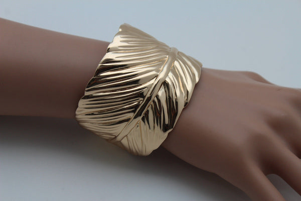 Silver / Gold Metal Cuff Bracelet Long Leaf Wrap Around Adjustable New Women Fashion Jewelry Accessories - alwaystyle4you - 19