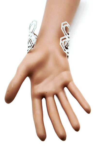 Gold / Silver Thin Metal Hand Cuff Bracelet Geometric Shapes New Women Fashion Jewelry Accessories - alwaystyle4you - 14
