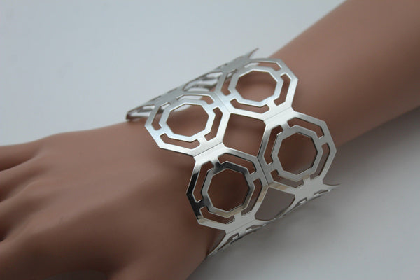 Gold / Silver Thin Metal Hand Cuff Bracelet Geometric Shapes New Women Fashion Jewelry Accessories - alwaystyle4you - 15