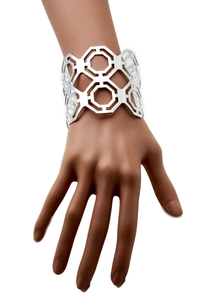 Gold / Silver Thin Metal Hand Cuff Bracelet Geometric Shapes New Women Fashion Jewelry Accessories - alwaystyle4you - 19