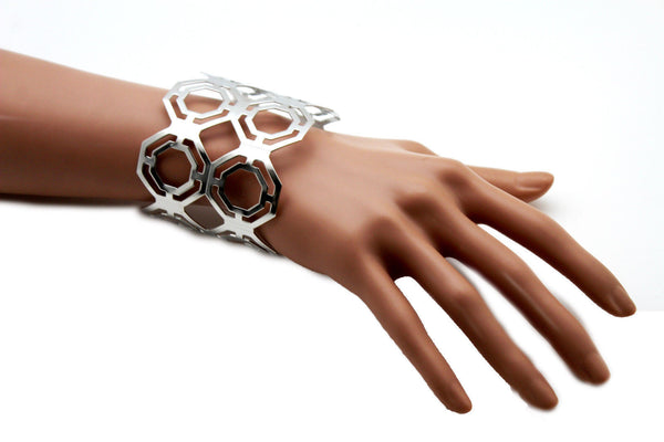 Gold / Silver Thin Metal Hand Cuff Bracelet Geometric Shapes New Women Fashion Jewelry Accessories - alwaystyle4you - 20