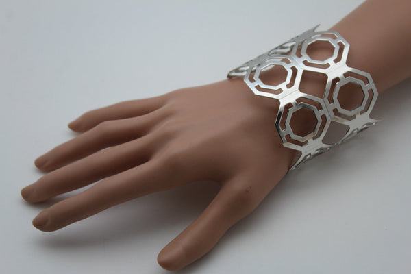 Gold / Silver Thin Metal Hand Cuff Bracelet Geometric Shapes New Women Fashion Jewelry Accessories - alwaystyle4you - 22